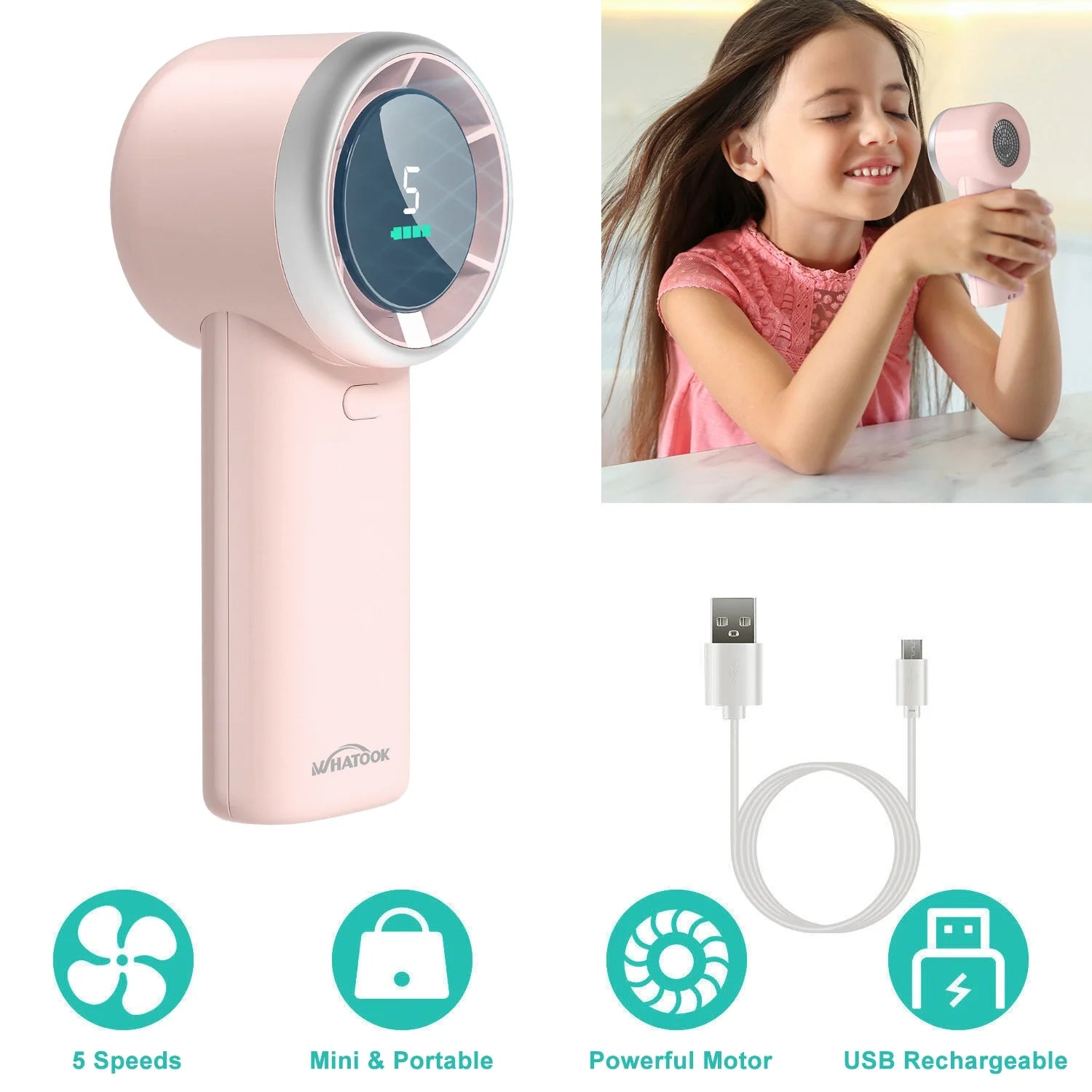 WHATOOK Portable Handheld Fan