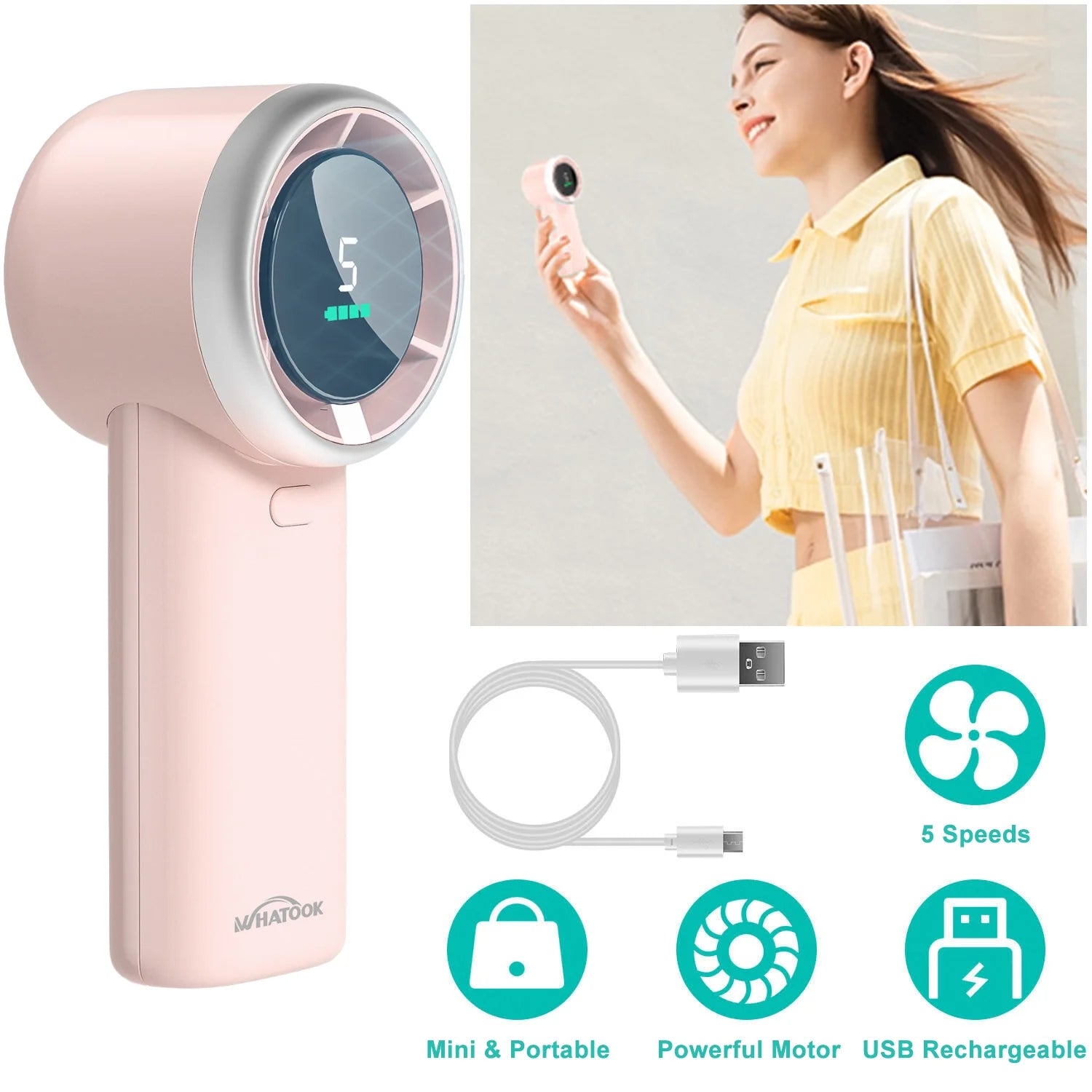 WHATOOK Portable Handheld Fan